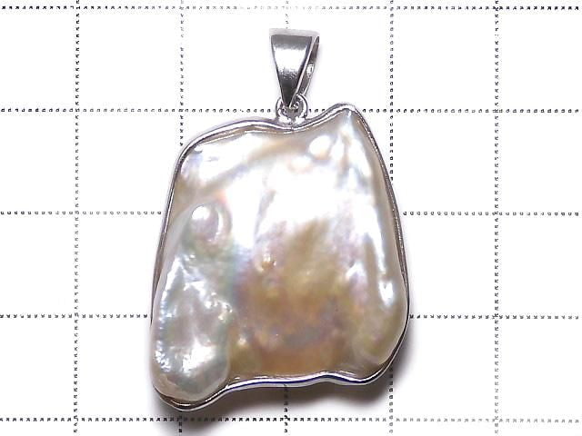 [Video][One of a kind] Fresh Water Pearl Keshi Pearl Pendant Silver925 NO.26