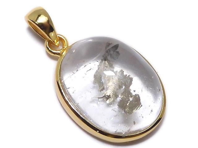 [Video][One of a kind] Pyrite in Quartz Pendant 18KGP NO.37