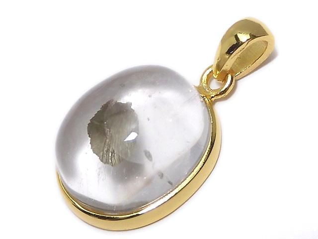 [Video][One of a kind] Pyrite in Quartz Pendant 18KGP NO.38