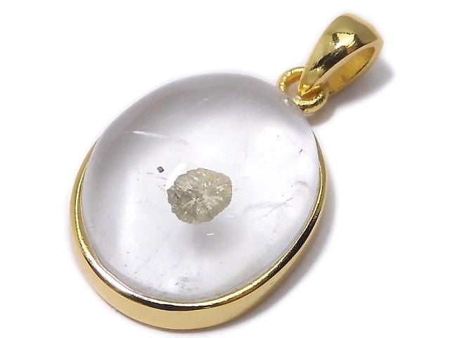 [Video][One of a kind] Pyrite in Quartz Pendant 18KGP NO.40