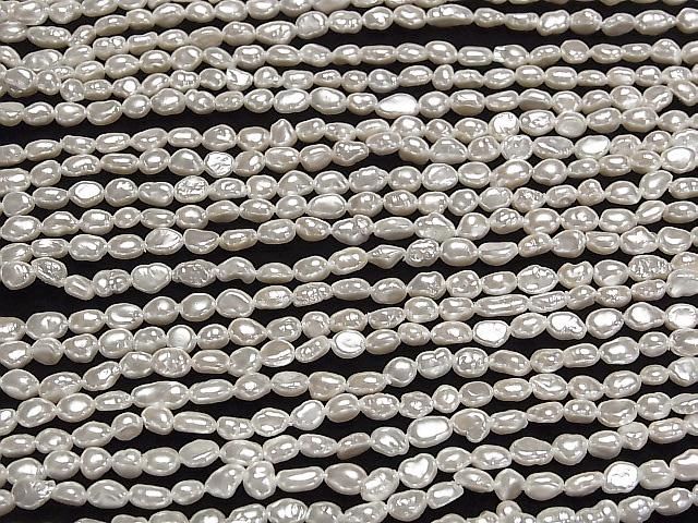 [Video] Fresh Water Pearl AA White Baroque 4-6mm Pearl Coated 1strand beads (approx. 15 inches/38 cm)