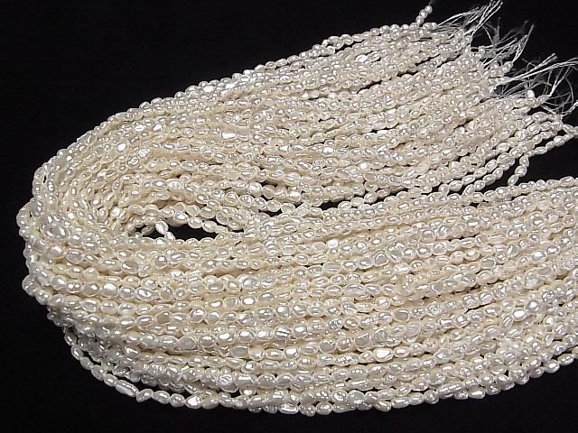 [Video] Fresh Water Pearl AA White Baroque 4-6mm Pearl Coated 1strand beads (approx. 15 inches/38 cm)