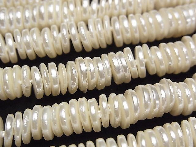 [Video] Shell Pearl White Rondelle (Heishi) 7x7x1.5mm 1strand beads (approx. 15 inches/36 cm)