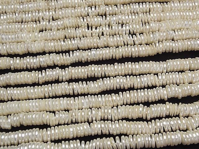 [Video] Shell Pearl White Rondelle (Heishi) 7x7x1.5mm 1strand beads (approx. 15 inches/36 cm)