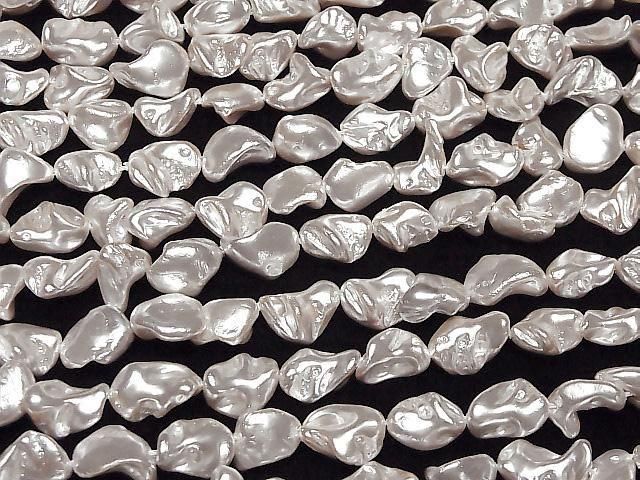 Shell Pearl White Baroque 10-18mm 1strand beads (approx. 15 inch/38 cm)