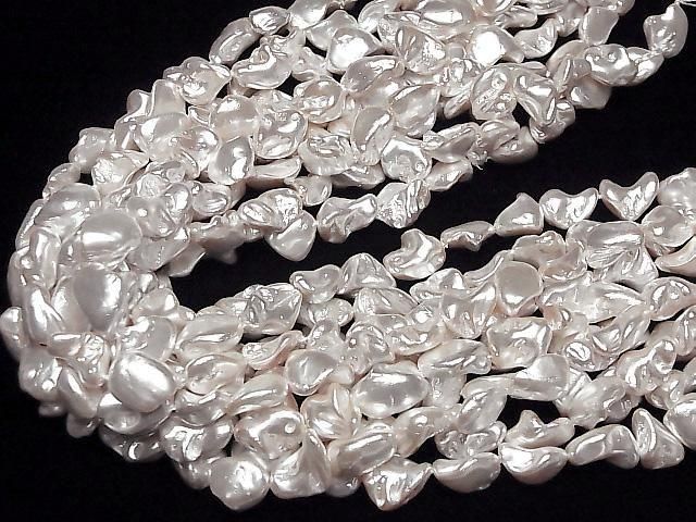 Shell Pearl White Baroque 10-18mm 1strand beads (approx. 15 inch/38 cm)