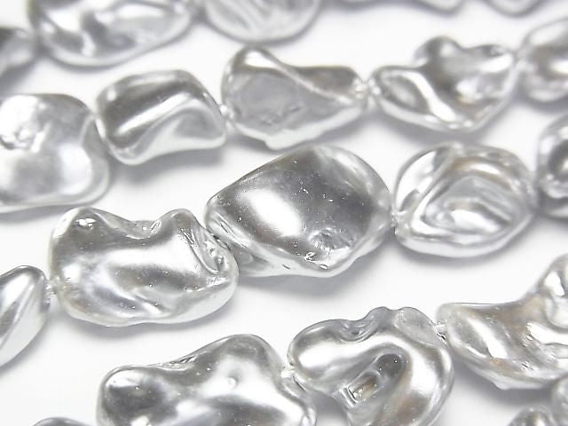 [Video] Shell Pearl Silver Nuggets 10-15mm 1strand beads (approx. 15 inches/38 cm)