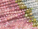 [Video] High Quality! Multicolor Tourmaline AA++ Faceted Round 3mm Color Gradation Half or 1strand beads (approx. 15 inches/37 cm)