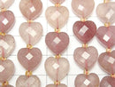 [Video] High Quality! Pink Epidote Vertical Hole Heart Cut 11x12mm Half or 1strand beads (approx. 14 inches/34 cm)