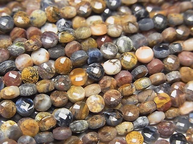 [Video] High Quality! Pietersite Faceted Coin 4x4x2mm 1strand beads (aprx.15inch/36cm)