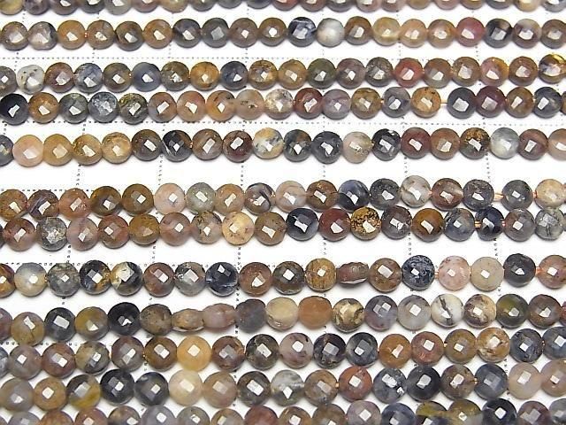 [Video] High Quality! Pietersite Faceted Coin 4x4x2mm 1strand beads (aprx.15inch/36cm)