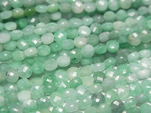 [Video] High Quality! Brazilian Emerald AA++ Faceted Coin 4x4x2mm Half or 1strand beads (approx. 15 inches/36 cm)