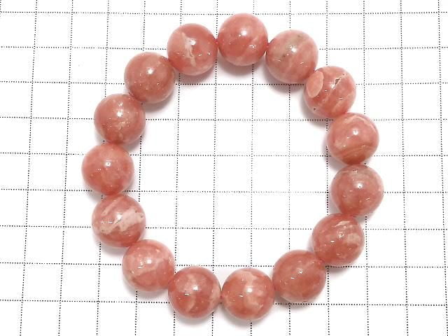 [Video][One of a kind] Argentine Rhodochrosite AA++ Round 13.5mm Bracelet NO.10