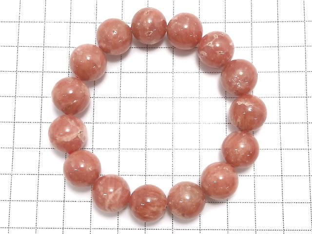 [Video][One of a kind] Argentine Rhodochrosite AA++ Round 14mm Bracelet NO.14