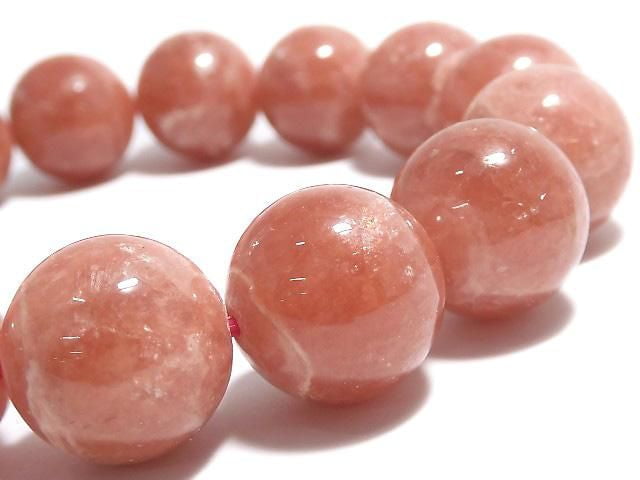 [Video][One of a kind] Argentine Rhodochrosite AA++ Round 14mm Bracelet NO.15