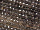 [Video]High Quality! Smoky Quartz AAA Faceted Button Rondelle 4x4x3mm 1strand beads (aprx.15inch/37cm)