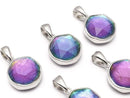 [Video] Meteorite (Muonionalusta) Pendant Both Side Finish 11mm Rainbow Color Silver 925 1pc