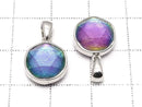 [Video] Meteorite (Muonionalusta) Pendant Both Side Finish 11mm Rainbow Color Silver 925 1pc