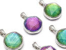 [Video] Meteorite (Muonionalusta) Pendant Both Side Finish 13mm Rainbow Color Silver 925 1pc