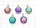 [Video] Meteorite (Muonionalusta) Pendant Both Side Finish 13mm Rainbow Color Silver 925 1pc