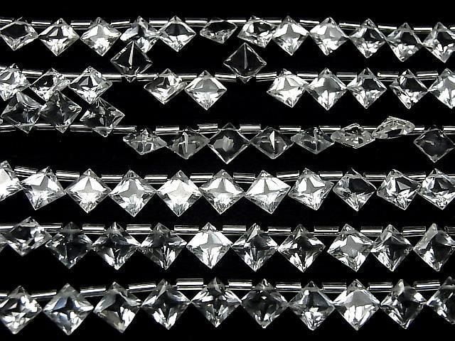 [Video] High Quality White Topaz AAA Diamond Princess Cut 9x9mm Half or 1strand beads (18pcs)