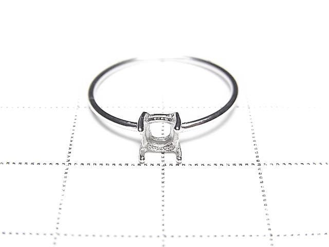 [Video] Silver925 Ring Frame (Prong Setting) Square Faceted 4mm Rhodium Plated 1pc