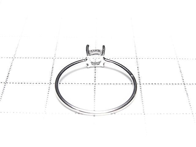 [Video] Silver925 Ring Frame (Prong Setting) Square Faceted 4mm Rhodium Plated 1pc