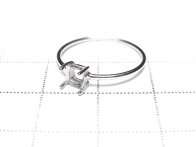 [Video] Silver925 Ring Frame (Prong Setting) Square Faceted 4mm Rhodium Plated 1pc