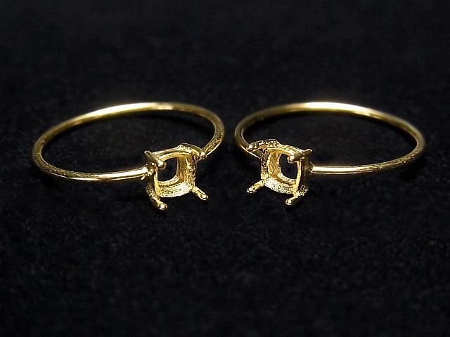 [Video] Silver925 Ring Frame (Prong Setting) Square Faceted 4mm 18KGP 1pc