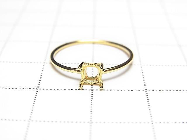 [Video] Silver925 Ring Frame (Prong Setting) Square Faceted 4mm 18KGP 1pc