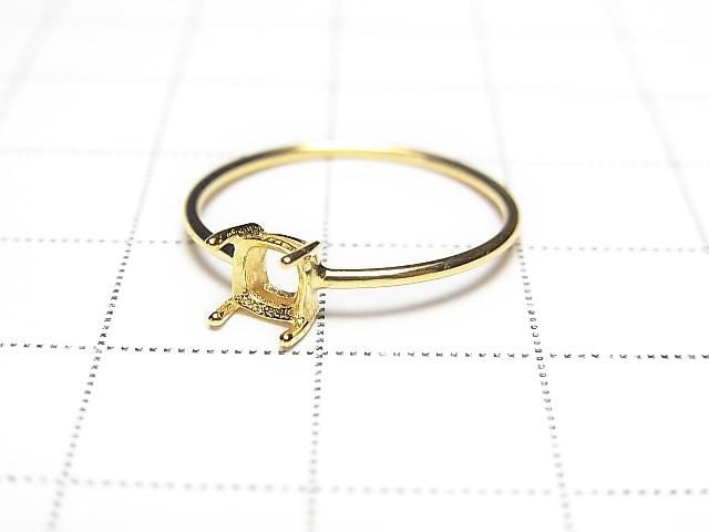 [Video] Silver925 Ring Frame (Prong Setting) Square Faceted 4mm 18KGP 1pc