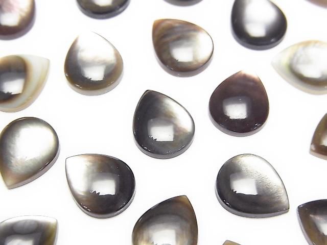 [Video] High Quality Black Shell (Black-Lip Oyster) Pear Shape Cabochon 10x8mm 4pcs
