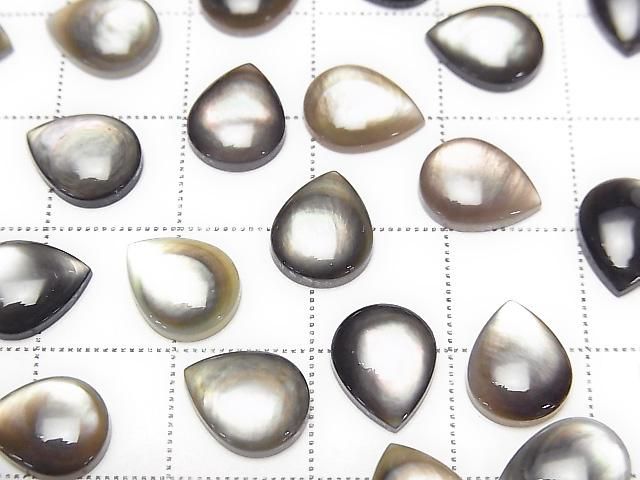 [Video] High Quality Black Shell (Black-Lip Oyster) Pear Shape Cabochon 10x8mm 4pcs