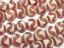 [Video] Tiger's Tooth dZi Beads (Koga Tenju) Round 8mm Red Brown 1strand beads (approx. 12 inches/30 cm)