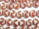 [Video] Tiger's Tooth dZi Beads (Koga Tenju) Round 8mm Red Brown 1strand beads (approx. 12 inches/30 cm)
