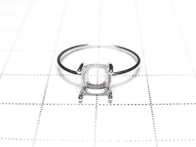 [Video] Silver925 Ring Frame (Prong Setting) Square Faceted 6mm Rhodium Plated 1pc