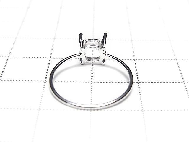 [Video] Silver925 Ring Frame (Prong Setting) Square Faceted 6mm Rhodium Plated 1pc