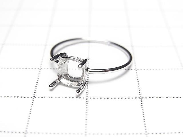 [Video] Silver925 Ring Frame (Prong Setting) Square Faceted 6mm Rhodium Plated 1pc