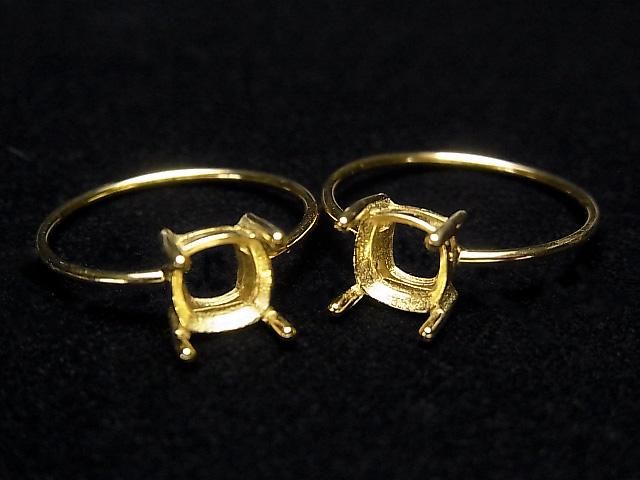 [Video] Silver925 Ring Frame (Prong Setting) Square Faceted 6mm 18KGP 1pc