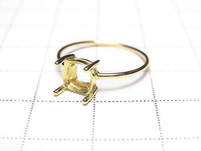 [Video] Silver925 Ring Frame (Prong Setting) Square Faceted 6mm 18KGP 1pc