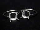 [Video] Silver925 Ring Frame (Prong Setting) Square Faceted 8mm Rhodium Plated 1pc