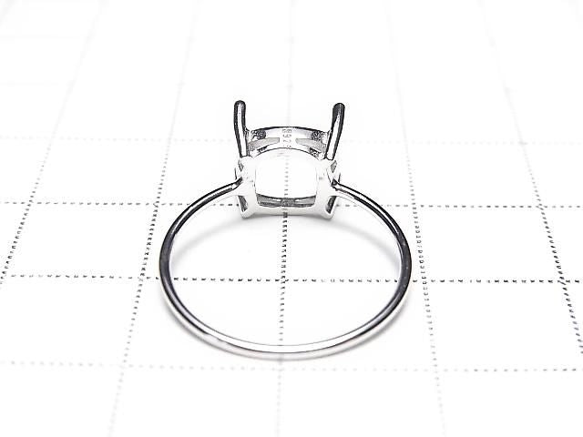 [Video] Silver925 Ring Frame (Prong Setting) Square Faceted 8mm Rhodium Plated 1pc