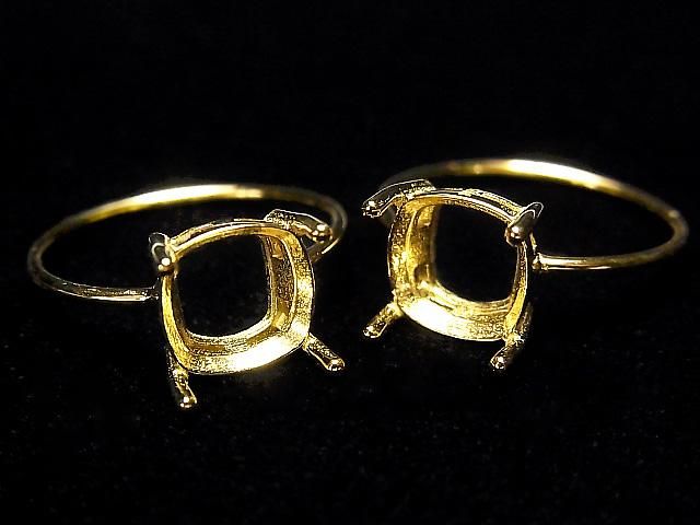 [Video] Silver925 Ring Frame (Prong Setting) Square Faceted 8mm 18KGP 1pc