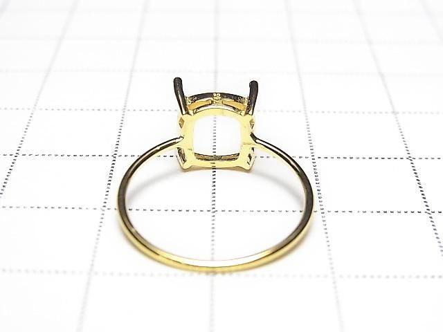 [Video] Silver925 Ring Frame (Prong Setting) Square Faceted 8mm 18KGP 1pc