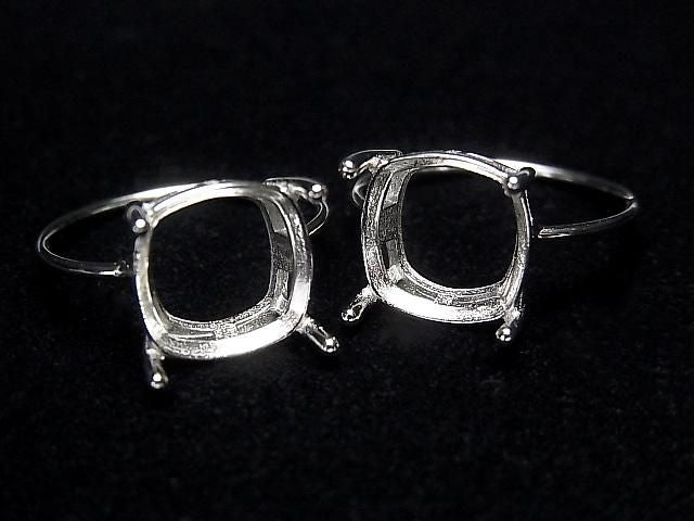 [Video] Silver925 Ring Frame (Prong Setting) Square Faceted 10mm Rhodium Plated 1pc