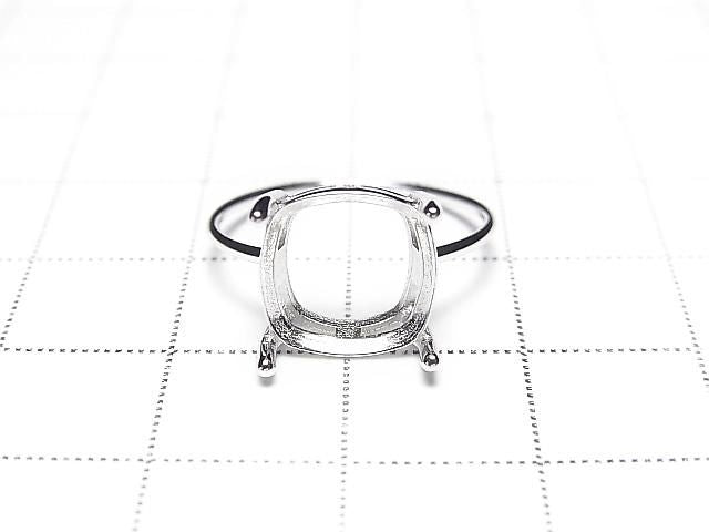 [Video] Silver925 Ring Frame (Prong Setting) Square Faceted 10mm Rhodium Plated 1pc