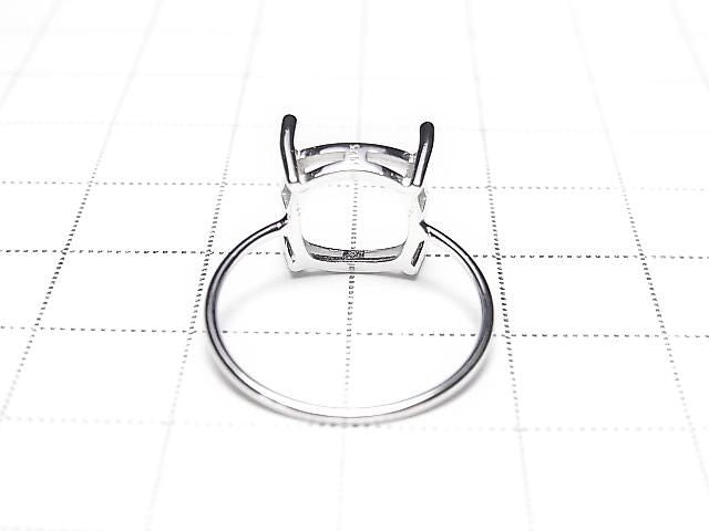 [Video] Silver925 Ring Frame (Prong Setting) Square Faceted 10mm Rhodium Plated 1pc