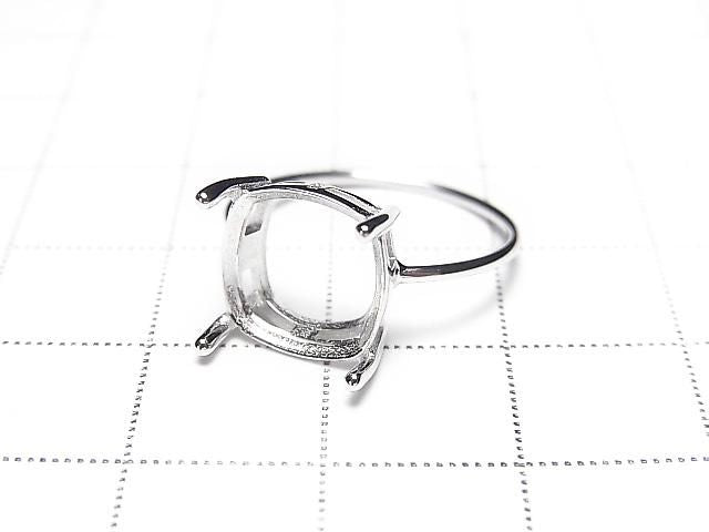 [Video] Silver925 Ring Frame (Prong Setting) Square Faceted 10mm Rhodium Plated 1pc