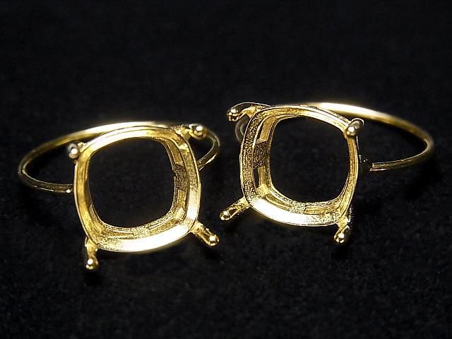 [Video] Silver925 Ring Frame (Prong Setting) Square Faceted 10mm 18KGP 1pc