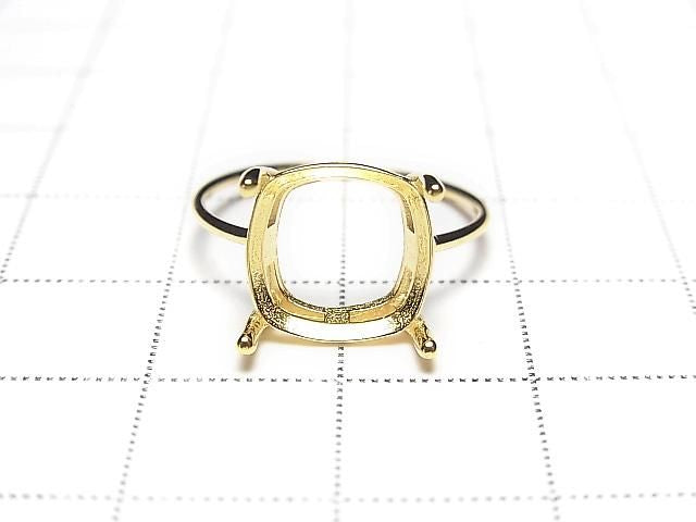 [Video] Silver925 Ring Frame (Prong Setting) Square Faceted 10mm 18KGP 1pc